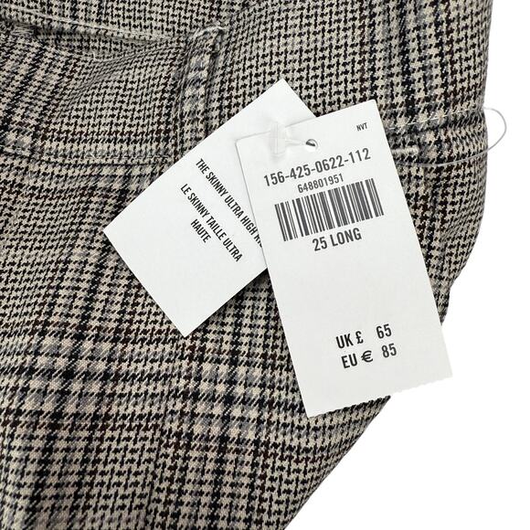 NWT ABERCROMBIE & FITCH The Skinny Ultra High Rise Pant Size 25 LONG Plaid - Picture 8 of 9
